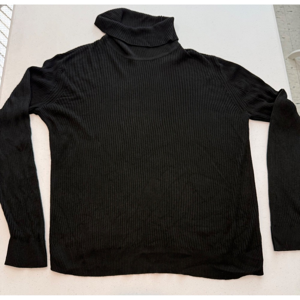Cabi 4852 Serenity Tee Black Ribbed Turtleneck Long Sleeve Sweater Womens Medium